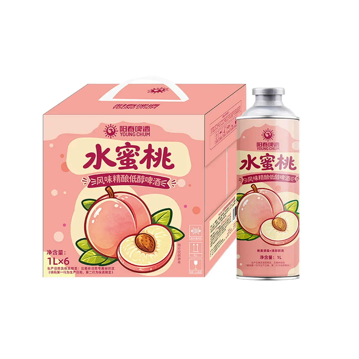 Young Chum Honey Peach Fruit Beer product packaging